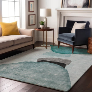 Premium Machine Washable Mayfield AMF547 Teal 9' x 12' Rug