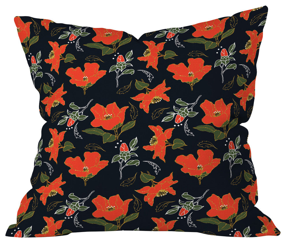 Marta Barragan Camarasa Night red bloom Throw Pillow