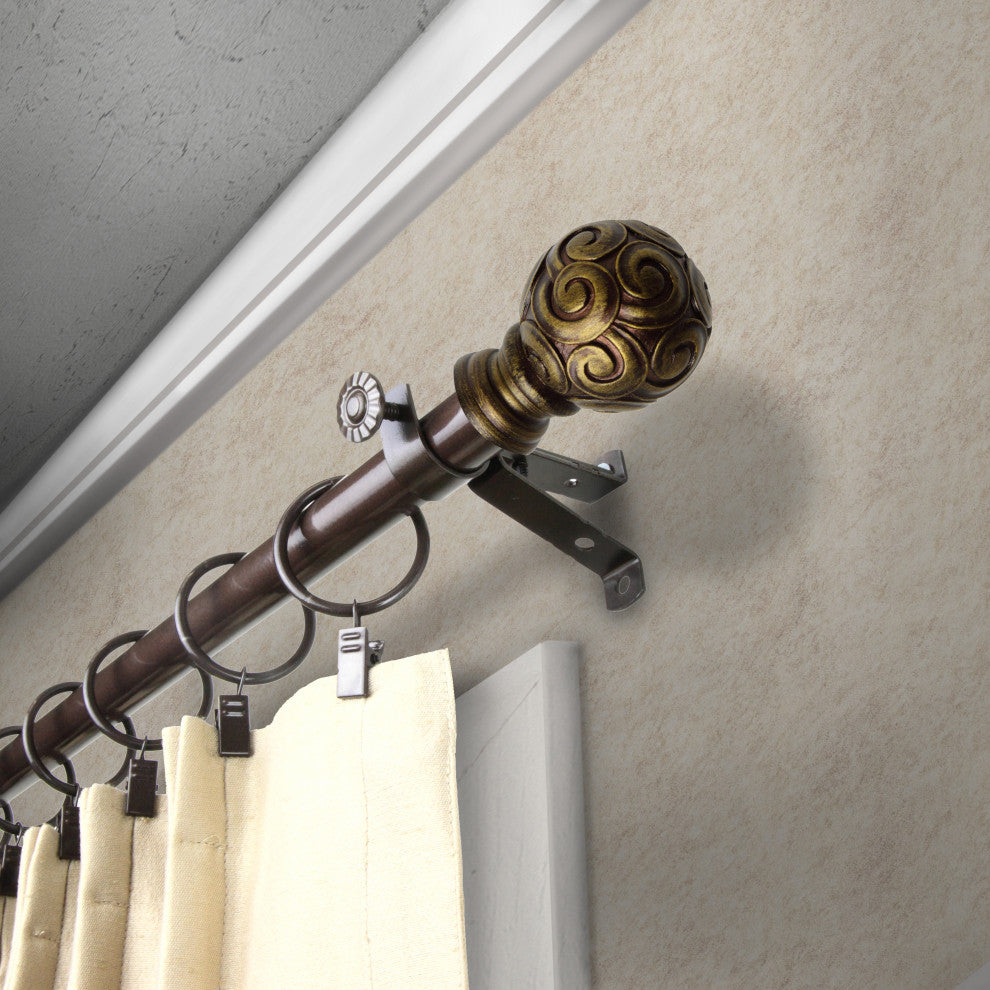 Allana 13/16" Diameter Curtain Rod, Cocoa, 18-28"