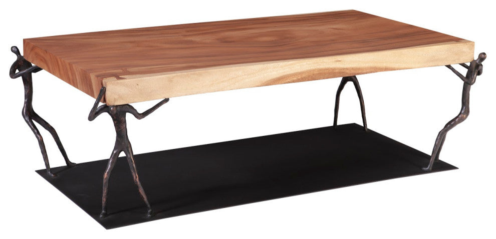 Atlas Coffee Table, Chamcha Wood, Natural, Metal