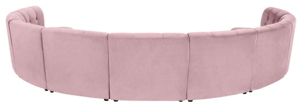 Limitless Velvet Upholstered 9-Piece Modular Sectional, Pink