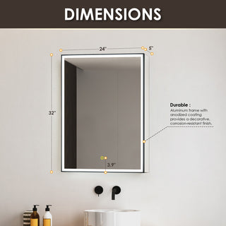 Fenice Surface-Mount/Reccessed LED Lighted Bathroom Medicine Cabinet, 24"