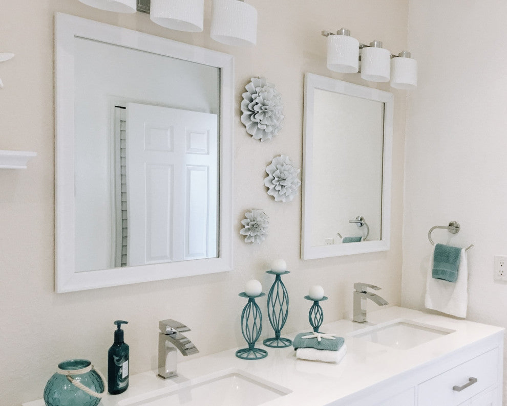 Morgan Framed Wall Mirror, White, 28"x54"