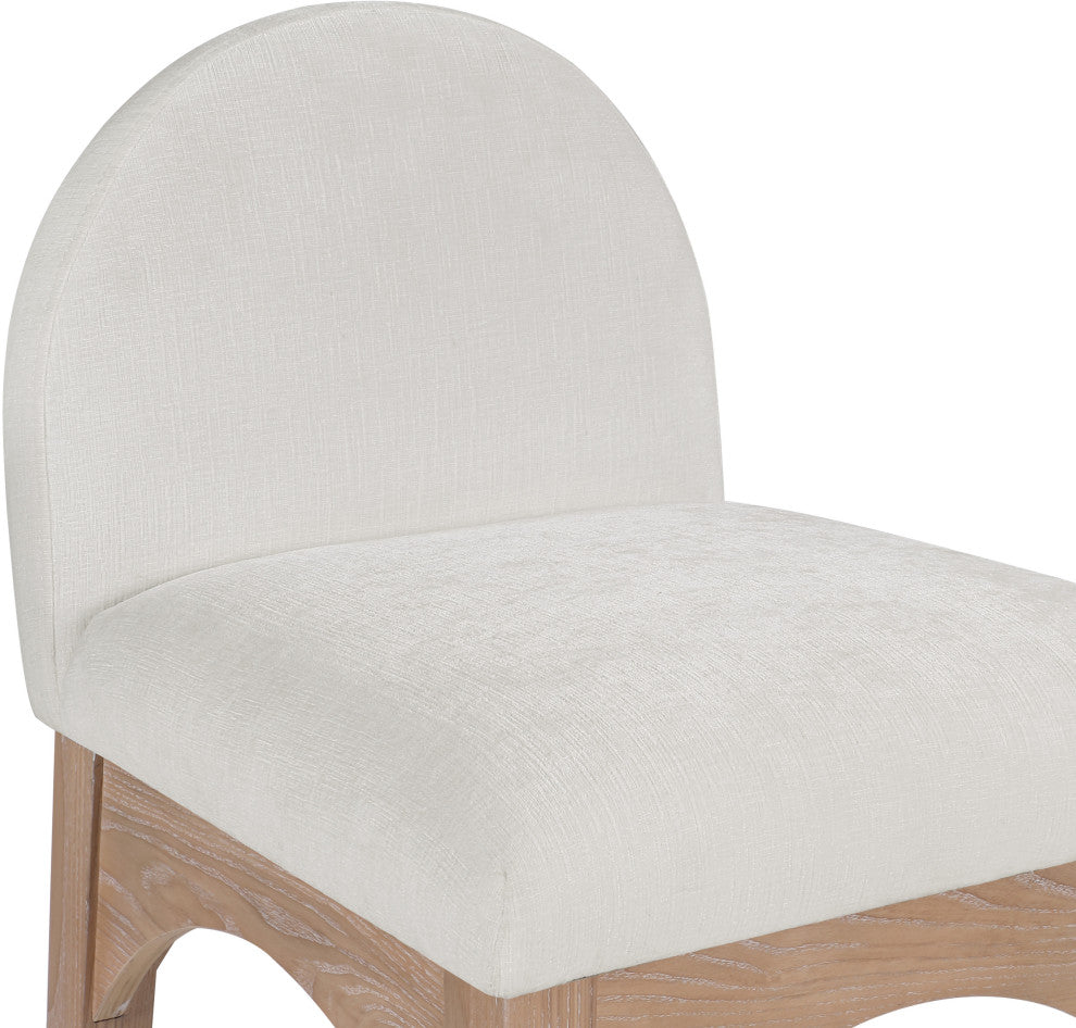 Waldorf Chenille Upholstered Stool, Black, Chenille, Natural Finish, Cream, Chenille Fabric, Natural Finish