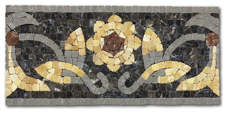 Marble Mosaic Border Listello Tile Wintersweet Gold 5.5x12 Tumbled, 1 piece