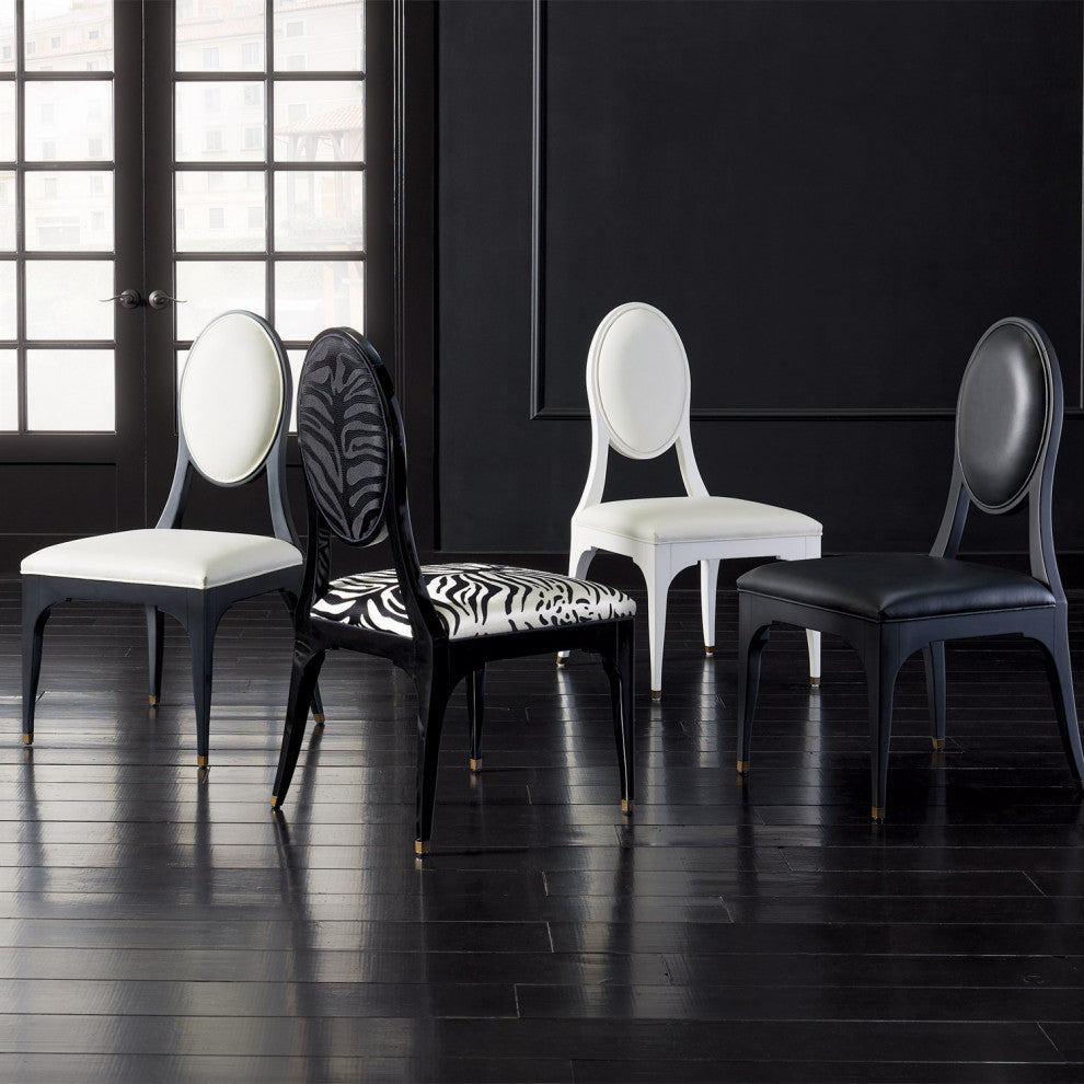 Art Deco Vintage Style Hollywood Zebra Black White Dining Chair Animal Print