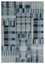 Aegina Distressed Plaid Area Rug, Blue, 3'3" X 5'2"