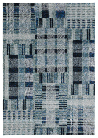 Aegina Distressed Plaid Area Rug, Blue, 3'3" X 5'2"