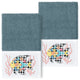 Linum Home Turkish Cotton Feliz 2-Piece Embellished Hand Towel Set, Teal