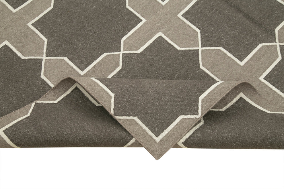 Rug N Carpet - Handmade Wool 6' 3'' x 8' 11'' Modern Design Dhurrie Kilim Rug