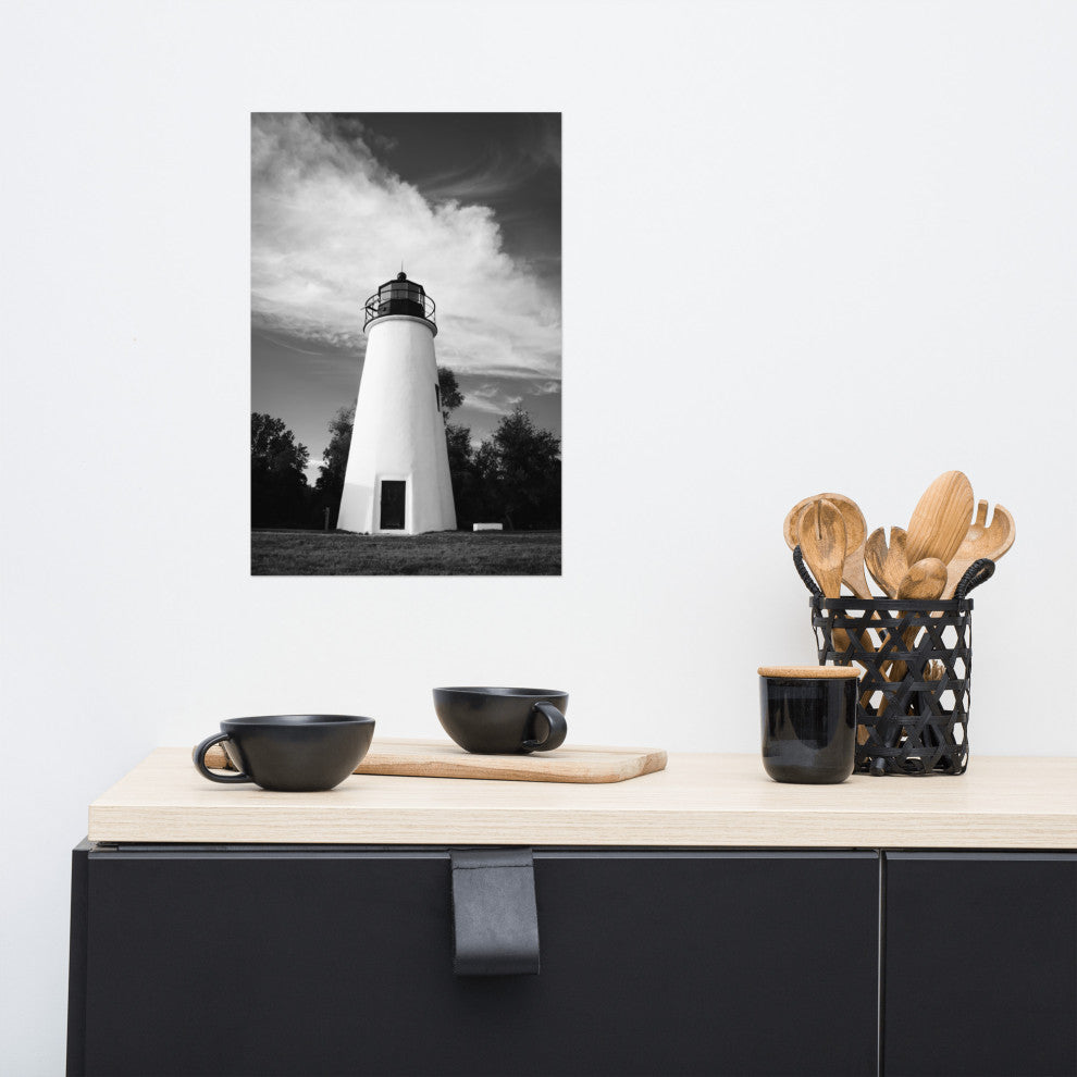 Touch the Sky Landscape Photo, Lighthouse Unframed Wall Art Print, 12" X 18"