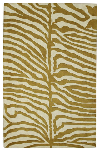 GOLD Transitional Stripe Modern Tufted Area Rug
