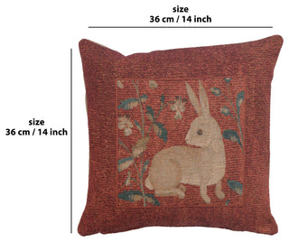Sitting Rabbit in Red European Cushion Cover