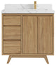 Madison  Teak 36 Right Offset Bath Vanity Golden Teak 2" Calacatta Laza
