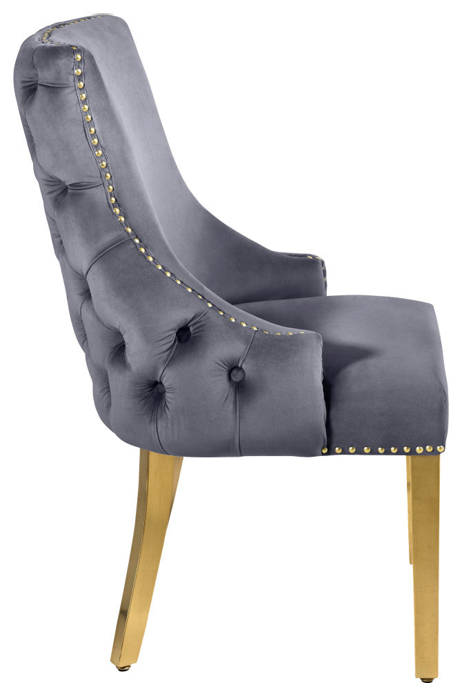 The Tuft Dining Chair, Gray, Velvet, Set of 2