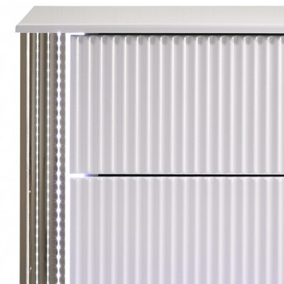 Stunning Bright White LED Two Drawer Nightstand
