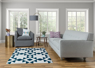 Geometric Soft Chenille Area Rug, Dark Teal, 4'x6'