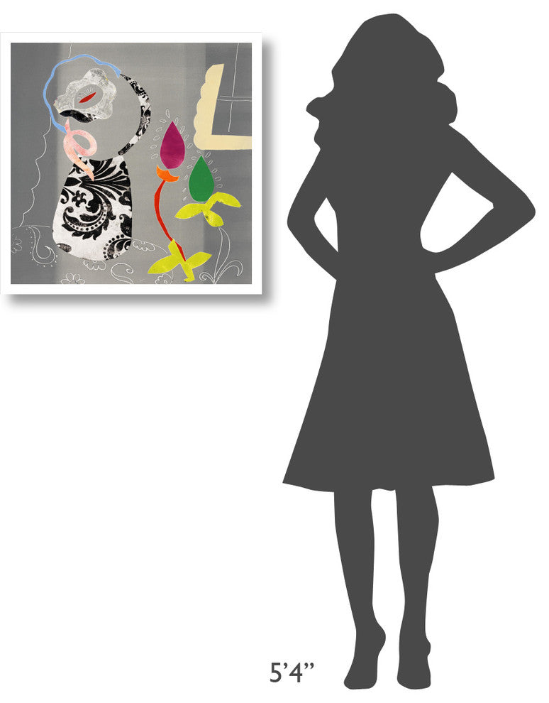 "Still Life with Damask Vase" Digital Paper Print by Joan Elan Davis, 26"x26"