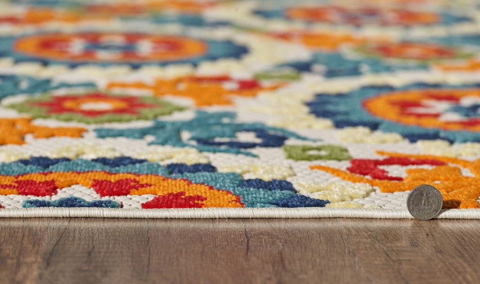 KAS Calla 6931 Ivory/Multi Manor Area Rug, 5'3"x7'