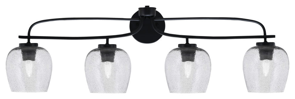 Cavella 4 Light Bath Bar, Matte Black Finish, 6" Smoke Bubble Glass