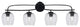 Cavella 4 Light Bath Bar, Matte Black Finish, 6" Smoke Bubble Glass