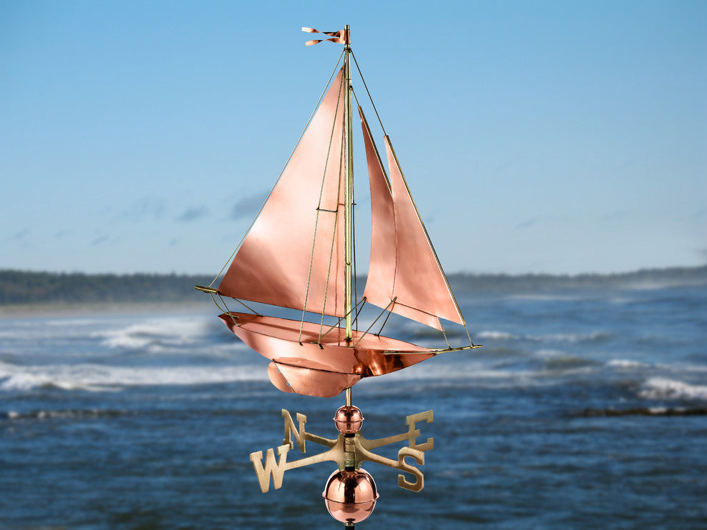 Racing Sloop Weathervane, Pure Copper