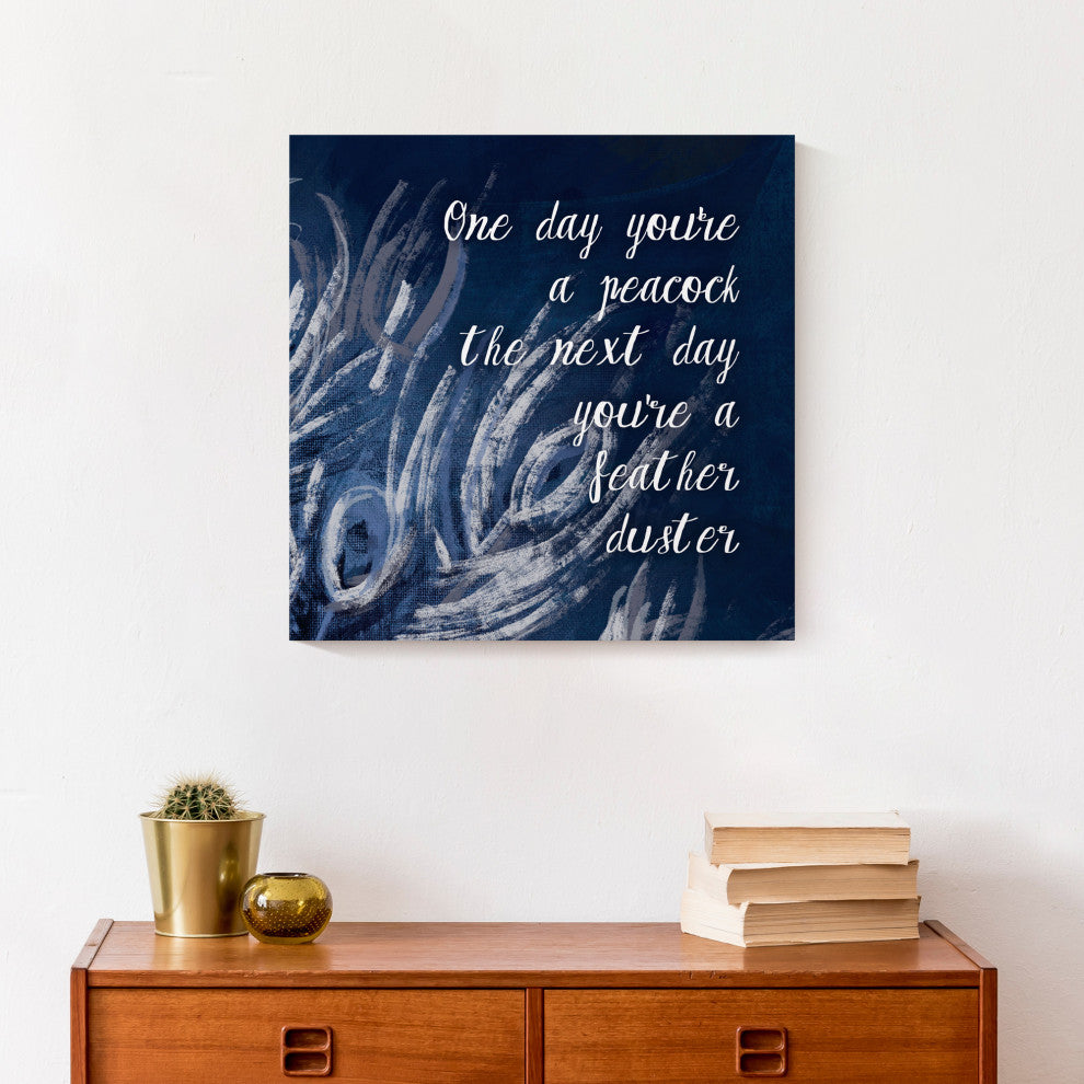Peacock Feather Duster 2 16x16 Canvas Wall Art