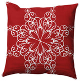 Snowflake Decorative Throw Pillow, Bright Red, 26"x26"