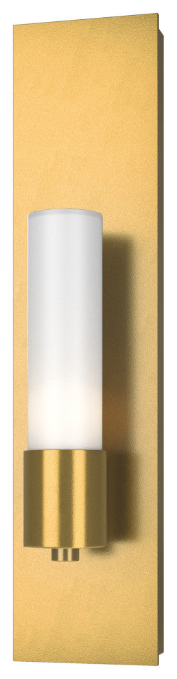 Pillar 1 Light Sconce, Modern Brass, Opal Glass