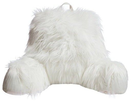 Faux Fur Reading Lounge Pillow, Mongolian White
