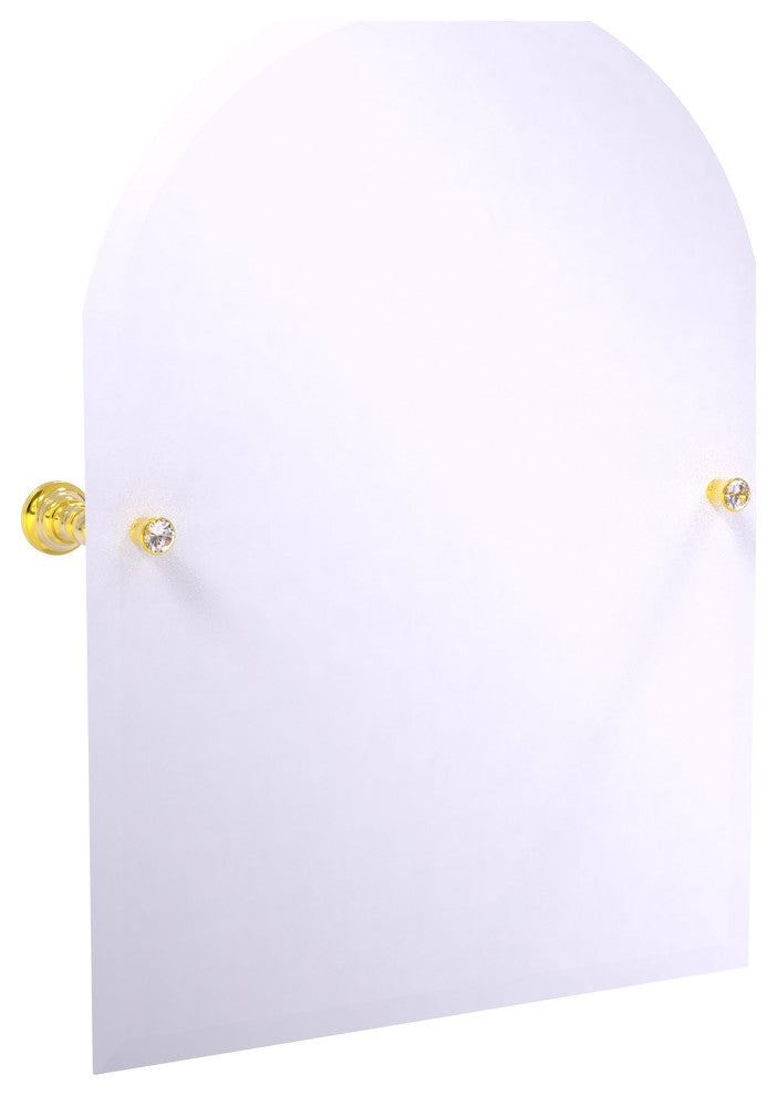 Carolina Crystal Frameless Arch Top Tilt Mirror, Beveled Edge, Polished Brass