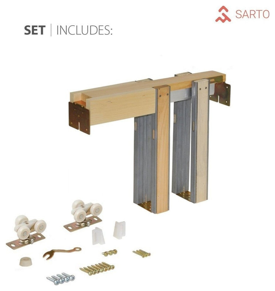 Planum 2102 Sliding Pocket Door 84 x 96, Chocolate Ash Track Pulls