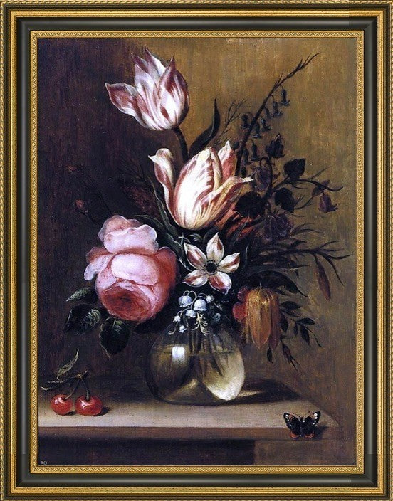 Hans Bollongier Flowers in a Vase Framed Premium Canvas Print, 18"x24"