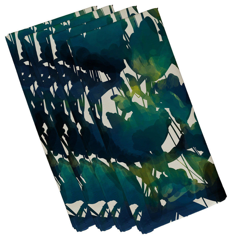 Abstract Floral Print Napkin, Set of 4, Teal