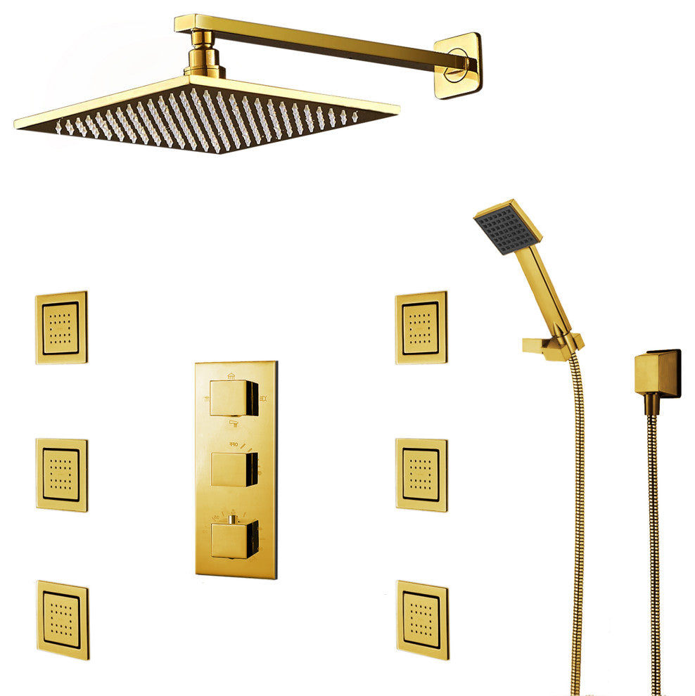 Gold Tone Finish Napoli LED Shower Set