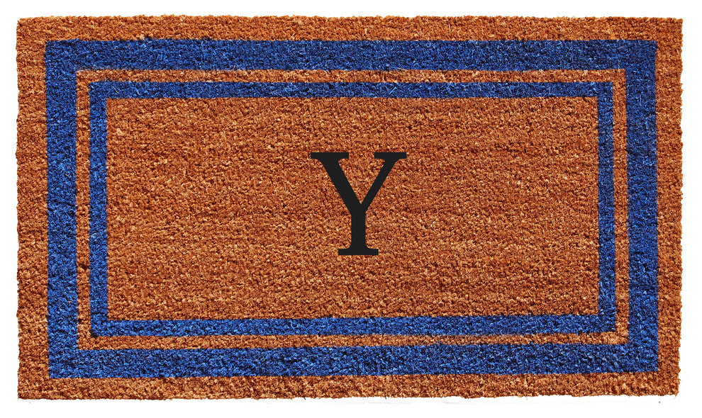 Blue Border 18"x30" Monogram Doormat, Letter Y