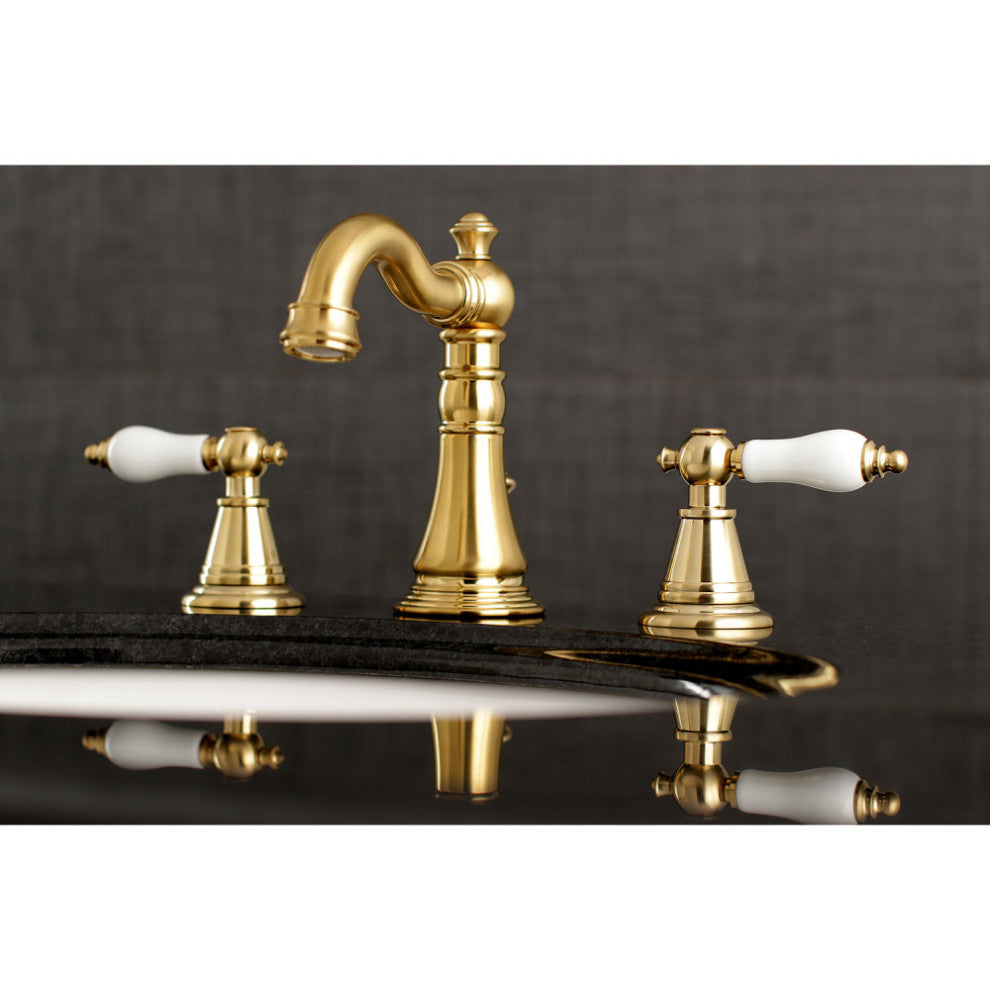 Fauceture Widespread Bathroom Faucet With Retail Pop-Up, Brushed Brass
