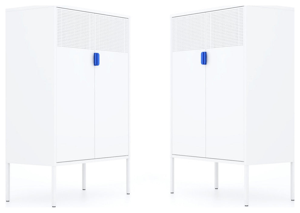 Metal Storage Locker Cabinet With Adjustable Shelves White
