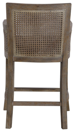 Uttermost 23466 Encore 23"W Rustic Beach Cane Counter Stool - Night Horizon