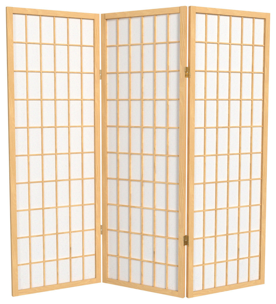 4'' Tall Window Pane Shoji Screen, Natural, 3 Panels