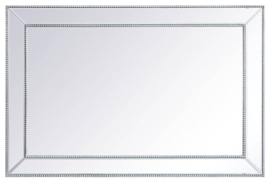 Elegant MR33248S Iris Beaded Mirror 48X32", Antique Silver