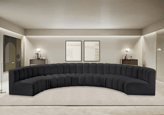 Arc Vegan Leather Upholstered 8-Pc. Inward Curved Modular Sectional, Black
