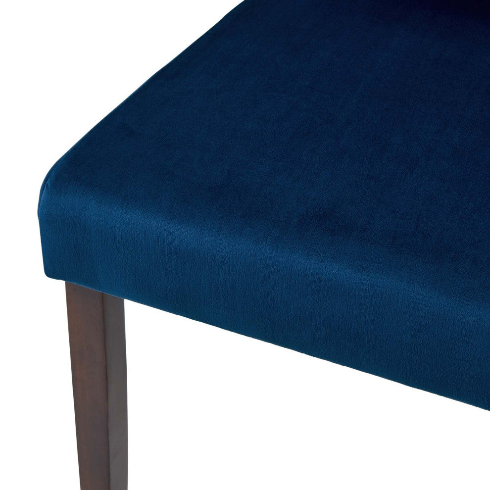 Side Dining Chair and Table Set, Velvet, Drak Brown Blue Navy, Modern, Bistro