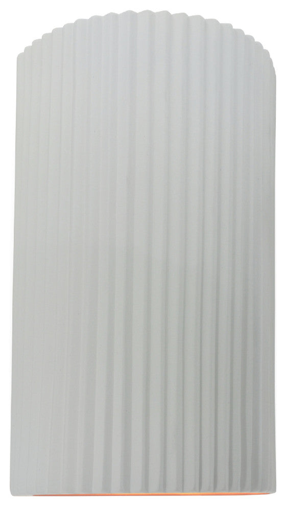 Ambiance Large Pleated Cylinder Wall Sconce, Gloss White, Standard