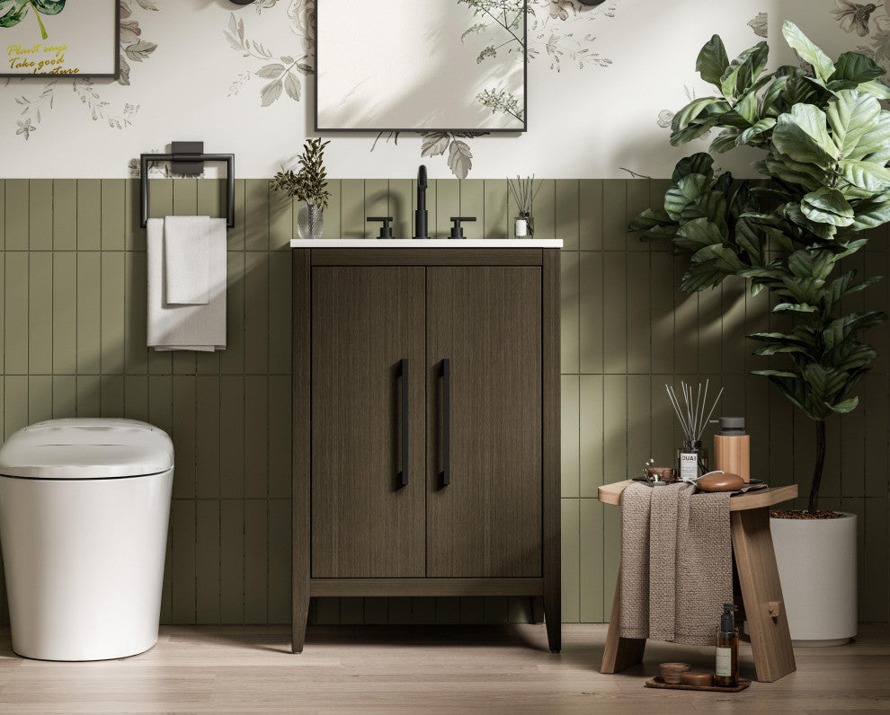 Home Living 24" Single Bathroom Vanity, Mocha Brown