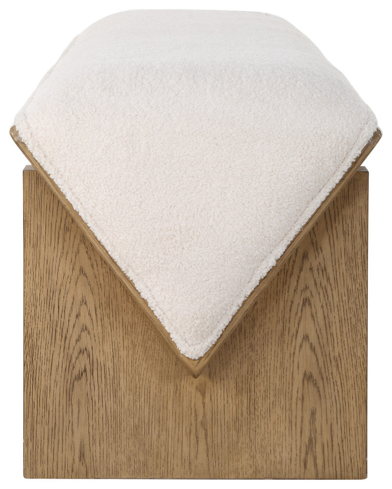 Uttermost Wedged Ivory Fabric Bench