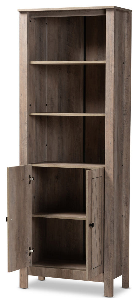 Derek Modern Transitional Natural Oak Finished Wood 2-Door Bookcase