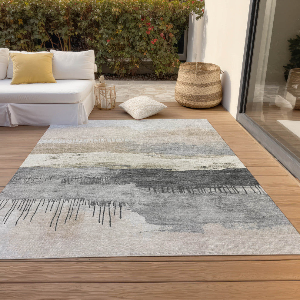 Machine Washable Indoor/Outdoor Chantille ACN1880 Ivory 3' x 5' Rug