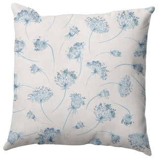 Wishing Flowers Pillow, Blue, 20"x20"