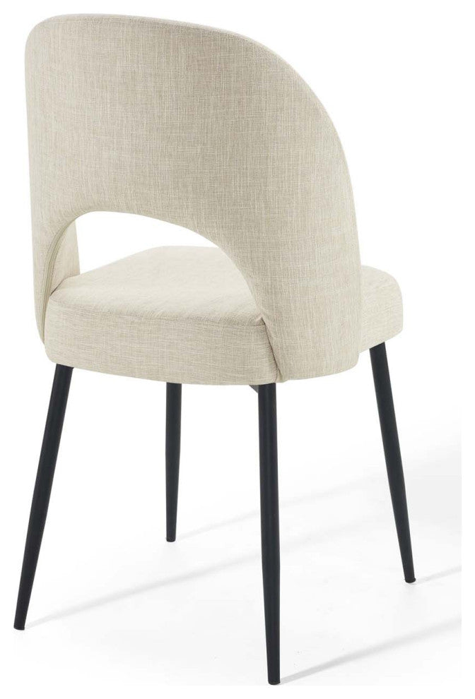 Rouse Dining Side Chair Upholstered Fabric Set of 2-Black Beige